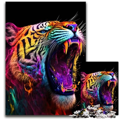 1000-teiliges Puzzle für Erwachsene, Tiger, buntes Tier-Holzpuzzle, schwieriges Denkspiel für Jugendliche, 26x38cm 1000-teiliges Puzzle für Erwachsene, Tiger, buntes Tier-Holzpuzzle, schwieriges Denkspiel für Jugendliche, 26x38cm von LGSHENG