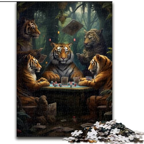 1000-teiliges Puzzle für Erwachsene, Tiger Poker Puzzle, anspruchsvolles Denkspiel für Teenager, Spaß für den Familienspieleabend (Größe: 50x75cm) von LGSHENG