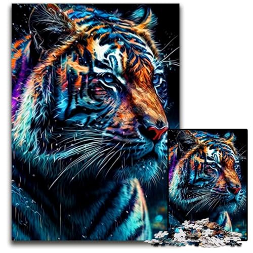 1000-teiliges Puzzle für Erwachsene, Tiger-Puzzle für Erwachsene, perfekt für Halloween, Weihnachten, Geburtstagsgeschenk, 26x38cm von LGSHENG