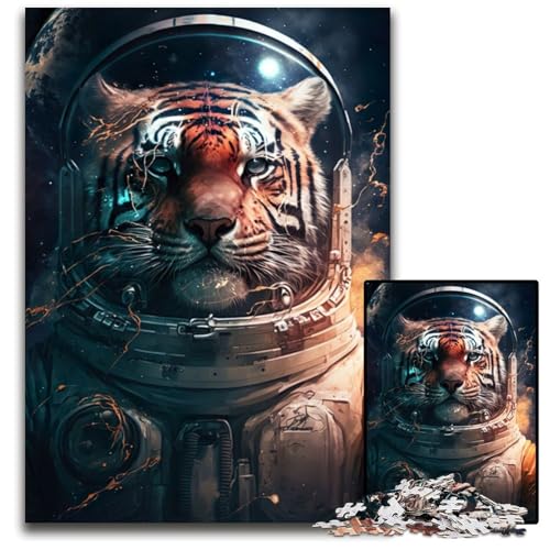 1000-teiliges Puzzle für Erwachsene, Tiger im Weltraum, Puzzle für Erwachsene, perfekt für Halloween, Weihnachten, Geburtstagsgeschenk, 50x75cm von LGSHENG