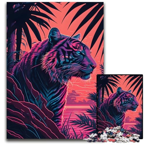 1000-teiliges Puzzle für Erwachsene, Tiger und Natur, Retrowave-Holzpuzzle, schwieriges Denkspiel für Jugendliche, 26x38cm 1000-teiliges Puzzle für Erwachsene, Tiger und Natur, Retrowave-Holzpuzzle, schwieriges Denkspiel für Jugendliche, 26x38cm von LGSHENG
