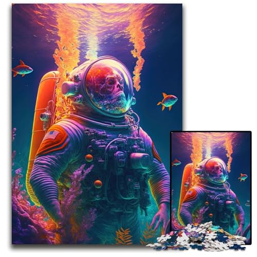 1000-teiliges Puzzle für Erwachsene, Totenkopf-Tauchen in Technicolor, Holzpuzzle, hochschwieriges Denkspiel für Teenager, 50x75cm 1000-teiliges Puzzle für Erwachsene, Totenkopf-Tauchen in Technicolor, Holzpuzzle, hochschwieriges Denkspiel für Teenager, 50x75cm von LGSHENG