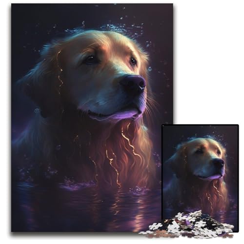 1000-teiliges Puzzle für Erwachsene, Traumhafter Golden Retriever, Holzpuzzle, Hochschwieriges Denkspiel für Jugendliche, 50x75cm 1000-teiliges Puzzle für Erwachsene, Traumhafter Golden Retriever, Holzpuzzle, Hochschwieriges Denkspiel für Jugendliche, 50x75cm von LGSHENG