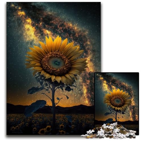 1000-teiliges Puzzle für Erwachsene, Universum-Sonnenblumen-Puzzle für Erwachsene, perfekt für Halloween, Weihnachten, Geburtstagsgeschenk, 50x75cm von LGSHENG