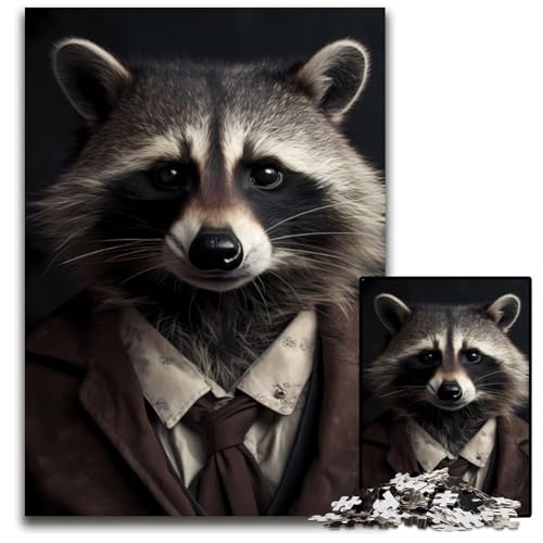 1000-teiliges Puzzle für Erwachsene, Waschbäranzug, Holzpuzzle, hochschwieriges Denkspiel für Jugendliche, 50x75cm 1000-teiliges Puzzle für Erwachsene, Waschbäranzug, Holzpuzzle, hochschwieriges Denkspiel für Jugendliche, 50x75cm von LGSHENG