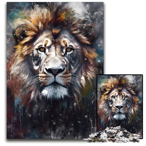 1000-teiliges Puzzle für Erwachsene, buntes Löwenporträt-Puzzle für Erwachsene, perfekt für Halloween, Weihnachten, Geburtstagsgeschenk, 50x75cm von LGSHENG