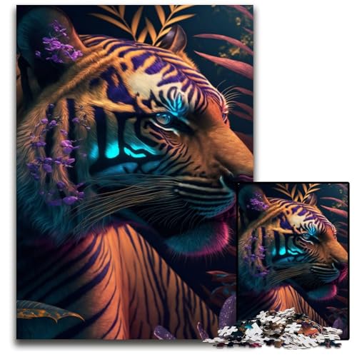 1000-teiliges Puzzle für Erwachsene, farbenfroher Abstrakter Tiger, Holzpuzzle, hochschwieriges Denkspiel für Jugendliche, 26x38cm 1000-teiliges Puzzle für Erwachsene, farbenfroher Abstrakter Tiger, Holzpuzzle, hochschwieriges Denkspiel für Jugendliche, 26x38cm von LGSHENG