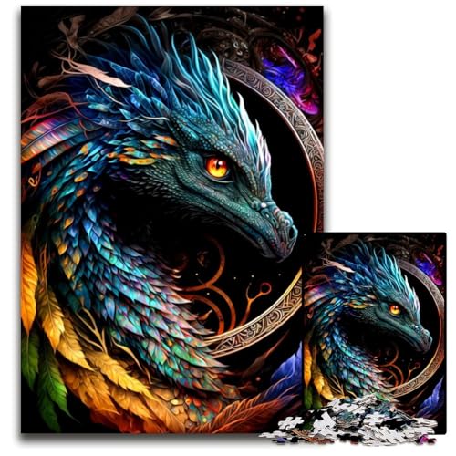 1000-teiliges Puzzle für Erwachsene, farbenfroher Drache, Holzpuzzle, hochschwieriges Denkspiel für Jugendliche, 26x38cm 1000-teiliges Puzzle für Erwachsene, farbenfroher Drache, Holzpuzzle, hochschwieriges Denkspiel für Jugendliche, 26x38cm von LGSHENG