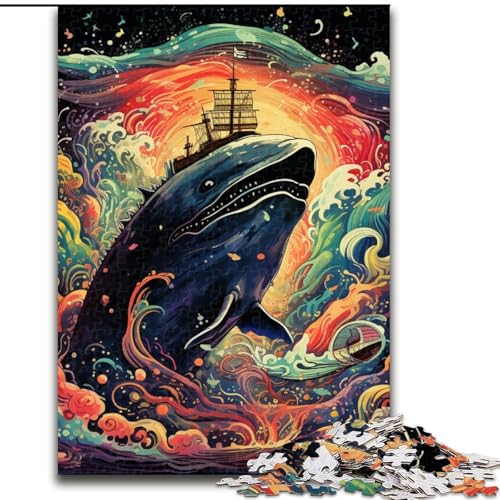 1000-teiliges Puzzle für Erwachsene, farbenfrohes Blauwal-Puzzle, anspruchsvolles Denkspiel für Teenager, Spaß für den Spieleabend mit der Familie (Größe: 50x75cm) von LGSHENG