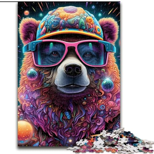 1000-teiliges Puzzle für Erwachsene, farbenfrohes Kunst-Braunbär-Puzzle, anspruchsvolles Denkspiel für Teenager, Spaß für den Familienspielabend (Größe: 26x38cm) von LGSHENG