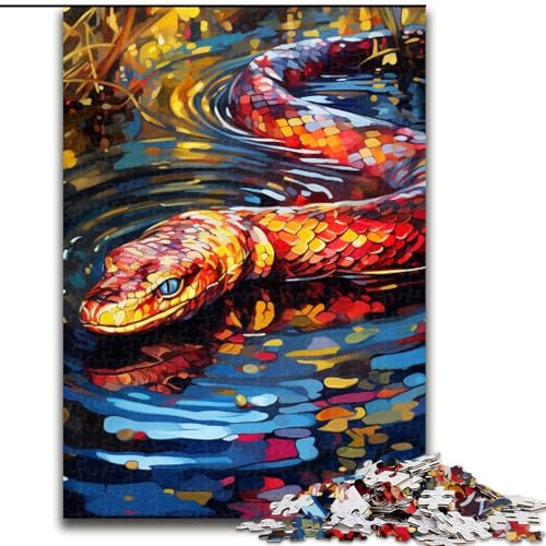 1000-teiliges Puzzle für Erwachsene, farbenfrohes Schlangen-Kunstpuzzle, anspruchsvolles Denkspiel für Teenager, Spaß für den Spieleabend mit der Familie (Größe: 50x75cm) von LGSHENG