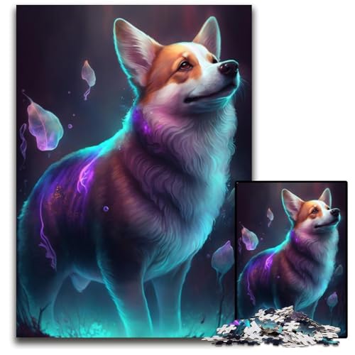 1000-teiliges Puzzle für Erwachsene, farbige Corgi-Puzzles für Erwachsene, Denkspiel für Teenager, 26x38cm von LGSHENG