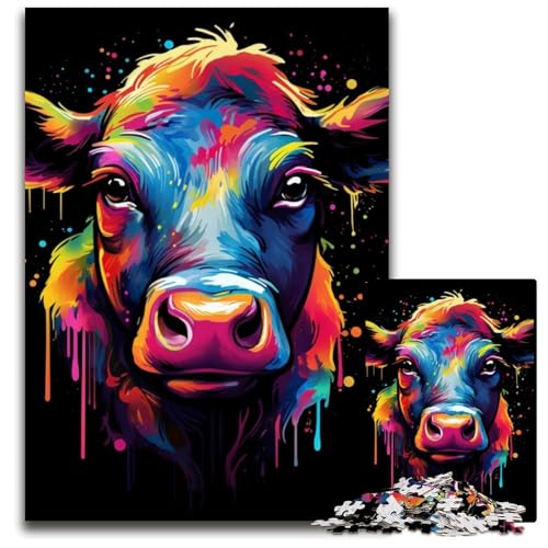 1000-teiliges Puzzle für Erwachsene, farbige Kuh-Puzzles für Erwachsene, perfekt für Halloween, Weihnachten, Geburtstagsgeschenk, 26x38cm von LGSHENG