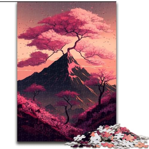1000-teiliges Puzzle für Erwachsene, japanische Kirschblüten, pädagogisches Denkspiel, künstlerische Heim- und Bürodekoration, ab 14 Jahren (Größe: 26x38cm) von LGSHENG