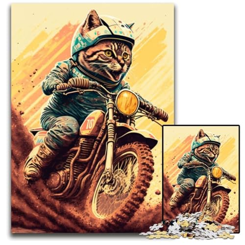 1000-teiliges Puzzle für Erwachsene, lustiges Katzen-Astronauten-Weltraum-Puzzle für Erwachsene, perfekt für Halloween, Weihnachten, Geburtstagsgeschenk, 26x38cm von LGSHENG