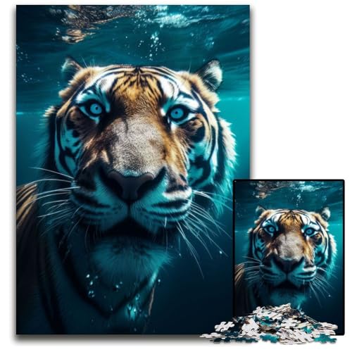 1000-teiliges Puzzle für Erwachsene, lustiges Unterwasser-Tiger-Puzzle für Erwachsene, Denkspiel für Teenager, 26x38cm von LGSHENG