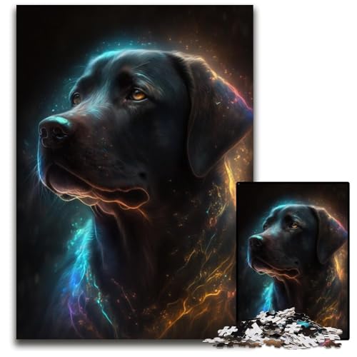 1000-teiliges Puzzle für Erwachsene, schwarzer Labrador, Holzpuzzle, hochschwieriges Denkspiel für Jugendliche, 26x38cm von LGSHENG