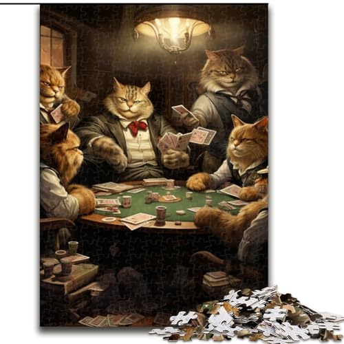 1000-teiliges Puzzle für Erwachsene Katzen Spielen Poker, Teenager, Paare und Freunde zum Geburtstag, zu Weihnachten (Größe: 50x75cm) von LGSHENG