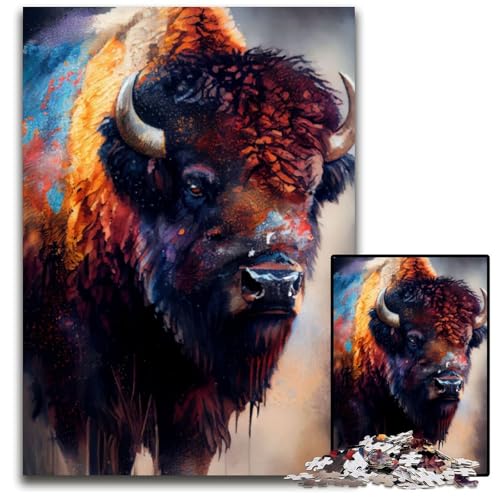 1000-teiliges Puzzle mit Bison-Tuschemalerei, anspruchsvolles Denkspiel für Teenager, interaktives Familienspiel, 26x38cm 1000-teiliges Puzzle mit Bison-Tuschemalerei, anspruchsvolles Denkspiel für Teenager, interaktives Familienspiel, 26x38cm von LGSHENG