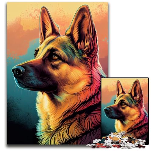 1000-teiliges Puzzle mit Deutschen Schäferhunden, anspruchsvolles Denkspiel für Teenager, unterhaltsames interaktives Spiel für die ganze Familie, 50x75cm von LGSHENG