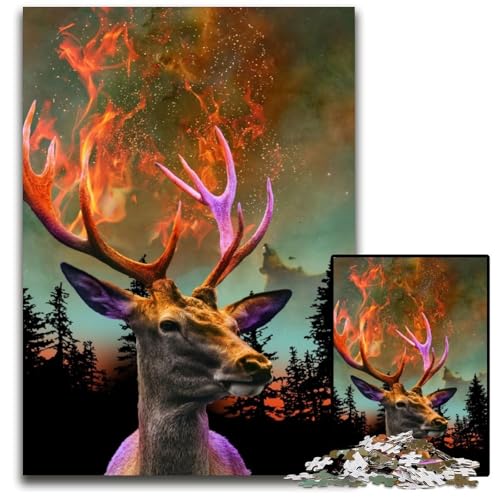 1000-teiliges Puzzle mit Hirschmotiv, Holzpuzzle für Erwachsene, anspruchsvolles DIY-Denkspiel, perfektes Familienspiel oder dekoratives Geschenk, 50x75cm 1000-teiliges Puzzle mit Hirschmotiv, Holzpuzzle für Erwachsene, anspruchsvolles DIY-Denkspiel, perfektes Familienspiel oder dekoratives Geschenk, 50x75cm von LGSHENG