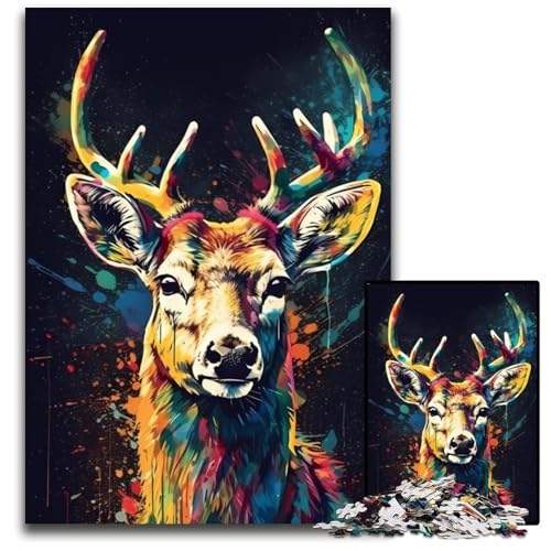 1000-teiliges Puzzle mit Hirschmotiv, niedliches Puzzle, anspruchsvolles Denkspiel für Teenager, unterhaltsames interaktives Spiel für die ganze Familie, 50x75cm von LGSHENG