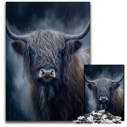 Aquarell-Yak-Puzzles 1000 Teile für Erwachsene, Puzzles für Erwachsene, Gehirn-Herausforderungsgeschenk, pädagogische Aktivität für Teenager, 50x75cm von LGSHENG