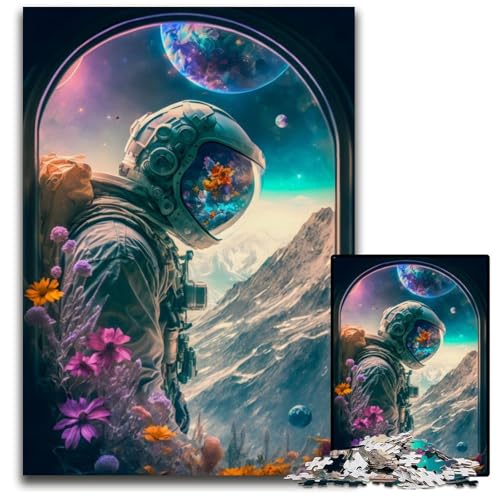 Astronaut Flowers 1000-teiliges Puzzle für Erwachsene aus Holz, perfekte Dekoration für Zuhause oder das Büro, 26x38cm Astronaut Flowers 1000-teiliges Puzzle für Erwachsene aus Holz, perfekte Dekoration für Zuhause oder das Büro, 26x38cm von LGSHENG
