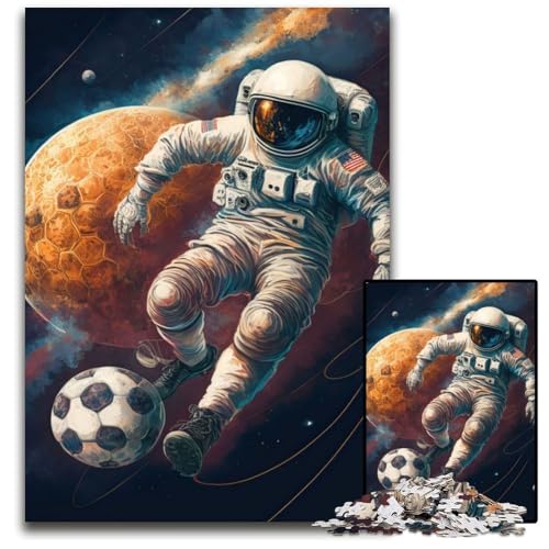 Astronaut spielt Fußball, Puzzle für Erwachsene, 1000 Teile, Puzzle für Erwachsene, Familie und Freunde, geeignet für Kinder ab 14 Jahren, 50x75cm von LGSHENG