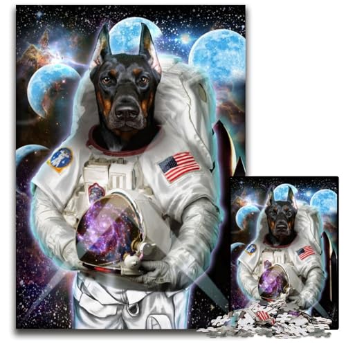 Astronauten-Dobermann-Puzzle für Erwachsene, 1000-teiliges Puzzle für Erwachsene, Familie und Freunde, geeignet für Kinder ab 14 Jahren, 50x75cm Astronauten-Dobermann-Puzzle für Erwachsene, 1000-teiliges Puzzle für Erwachsene, Familie und Freunde, geeignet für Kinder ab 14 Jahren, 50x75cm von LGSHENG