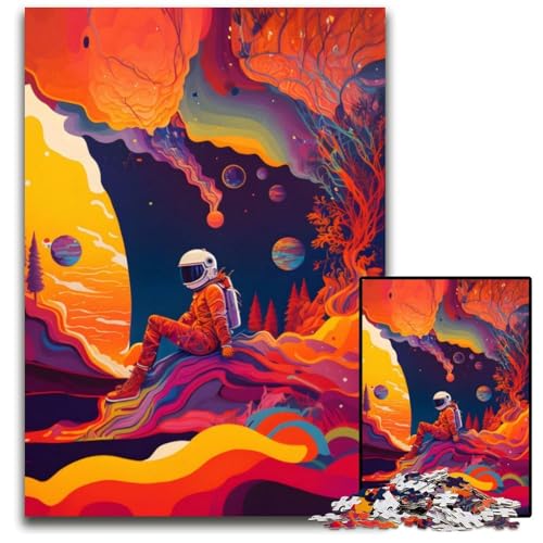 Astronauten-Puzzle, farbenfroh, 1000 Teile, für Erwachsene, Puzzle für Erwachsene, DIY-Geschenk zur Heimdekoration, Denksportspiel, 26x38cm von LGSHENG