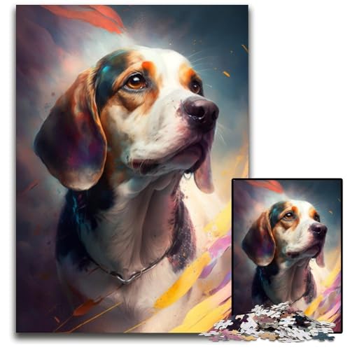 Beagle-Hundemalerei, 1000-teiliges Puzzle, Holzpuzzle für Erwachsene, anspruchsvolles Denkspiel – entspannendes Spielzeug für Teenager, 26x38cm Beagle-Hundemalerei, 1000-teiliges Puzzle, Holzpuzzle für Erwachsene, anspruchsvolles Denkspiel – entspannendes Spielzeug für Teenager, 26x38cm von LGSHENG