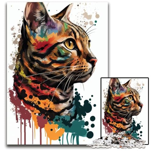 Bengalkatze, Pop-Art-Tier, 1000-teiliges Puzzle, Holzpuzzle für Erwachsene, anspruchsvolles Denkspiel – entspannendes Spielzeug für Teenager, 26x38cm Bengalkatze, Pop-Art-Tier, 1000-teiliges Puzzle, Holzpuzzle für Erwachsene, anspruchsvolles Denkspiel – entspannendes Spielzeug für Teenager, 26x38cm von LGSHENG