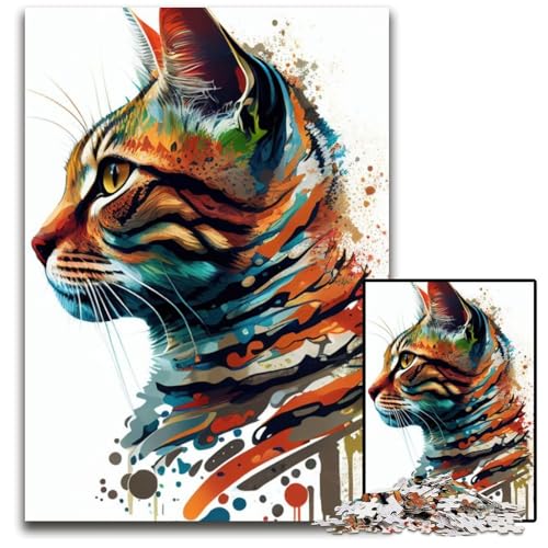 Bengalkatze-Pop-Art-Tierpuzzle 1000 Teile für Erwachsene. Anspruchsvolles Rätsel, Denksportaufgabe, Spiel für Erwachsene, interaktive Familienaktivität, 26x38cm Bengalkatze-Pop-Art-Tierpuzzle 1000 Teile für Erwachsene. Anspruchsvolles Rätsel, Denksportaufgabe, Spiel für Erwachsene, interaktive Familienaktivität, 26x38cm von LGSHENG