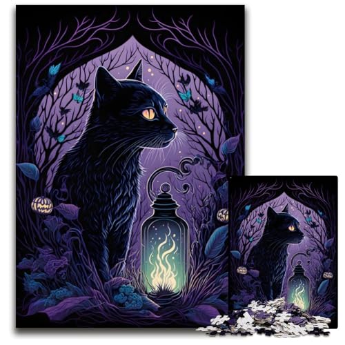 Black Light Cat 1000-teiliges Puzzle für Erwachsene, Holzpuzzle, anspruchsvolles Denkspiel für Teenager, Spaß am Familienspielabend, 26x38cm Black Light Cat 1000-teiliges Puzzle für Erwachsene, Holzpuzzle, anspruchsvolles Denkspiel für Teenager, Spaß am Familienspielabend, 26x38cm von LGSHENG