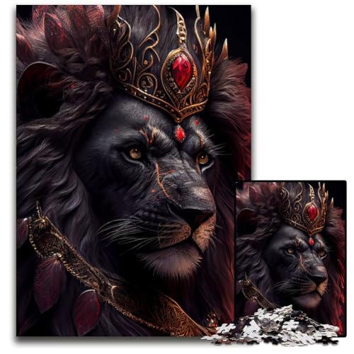 Black Lion King Face 1000-Teile-Puzzle-Geschenke Unmögliche Puzzles für Erwachsene Herausfordernde Denksportaufgabe für Teenager, Familienspaß Interaktives Spiel 50x75CM/19.68x29.52inch von LGSHENG