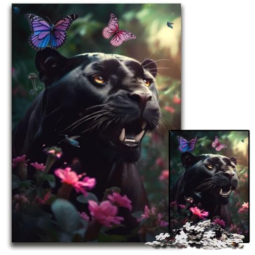 Black Panther Butterflies 1000-Teile-Puzzle-Geschenke. Unmögliche Puzzles für Erwachsene. Anspruchsvolles Denkspiel für Teenager. Familienspaß. Interaktives Spiel. 50x75cm von LGSHENG