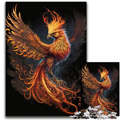 Black Phoenix Puzzle 1000 Teile für Erwachsene, Holzpuzzle für Erwachsene, ideales DIY-Dekor und Denksportgeschenk, 50x75cm von LGSHENG