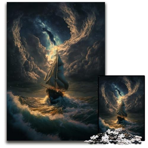 Boot auf See Puzzle für Erwachsene 1000-teiliges Puzzle für Erwachsene Familie und Freunde, Geeignet für Kinder ab 14 Jahren 26X38CM/10.23x14.96inch von LGSHENG
