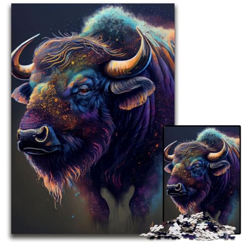 Buffalo Ink Painting Puzzle 1000 Teile für Erwachsene Holzpuzzle für Erwachsene Ideales DIY-Dekor & Denksport-Geschenk 50x75CM/19.68x29.52inch Buffalo Ink Painting Puzzle 1000 Teile für Erwachsene Holzpuzzle für Erwachsene Ideales DIY-Dekor & Denksport-Geschenk 50x75CM/19.68x29.52inch von LGSHENG
