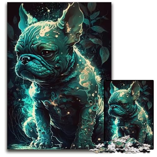 Bulldog Dog Fantasyland Puzzle für Erwachsene, 1000 Teile, Holzpuzzle, Denksportaufgabe für Teenager, 26x38cm Bulldog Dog Fantasyland Puzzle für Erwachsene, 1000 Teile, Holzpuzzle, Denksportaufgabe für Teenager, 26x38cm von LGSHENG