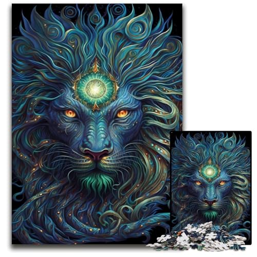 Bunte Löwen-Puzzles für Erwachsene, 1000-teiliges Holzpuzzle für Erwachsene, anspruchsvolles Denkspiel für Teenager, Spaß für den Familienspieleabend, 50x75cm von LGSHENG