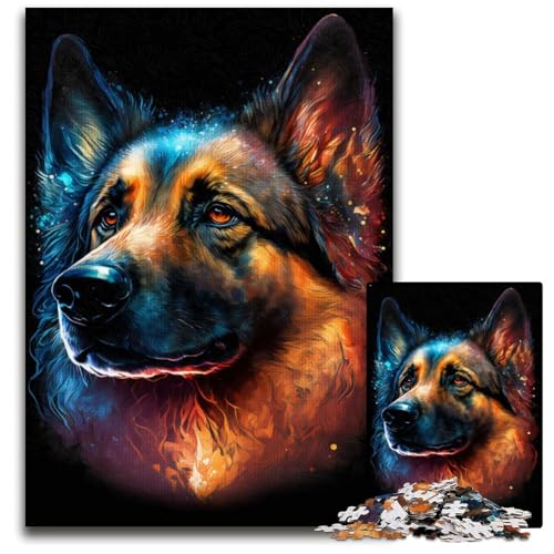Bunter Hund, 1000-teiliges Puzzle für Erwachsene, Holzpuzzle, perfekte Dekoration für Zuhause oder das Büro, 50x75cm von LGSHENG