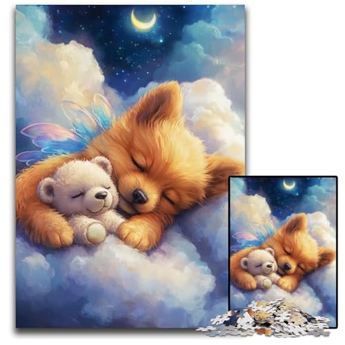 Bunter kosmischer Babyhund, 1000 Teile, Puzzle-Geschenke, Unmögliches Puzzle für Erwachsene, Herausforderndes Denkspiel für Teenager, Familienspaß, interaktives Spiel, 26x38cm von LGSHENG