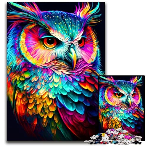 Buntes Eulen-Puzzle 1000 Teile für Erwachsene, Holzpuzzle für Erwachsene, ideales DIY-Dekor und Denksportgeschenk, 26x38cm Buntes Eulen-Puzzle 1000 Teile für Erwachsene, Holzpuzzle für Erwachsene, ideales DIY-Dekor und Denksportgeschenk, 26x38cm von LGSHENG