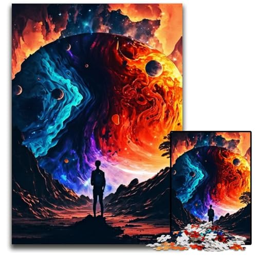 Buntes Puzzle im Weltraum, 1000 Teile, Holzpuzzle für Erwachsene, anspruchsvolles Denkspiel, entspannendes Spielzeug für Teenager, 50x75cm von LGSHENG