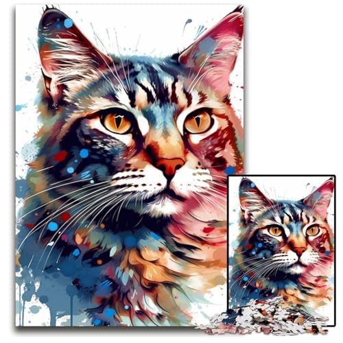 Buntes Puzzle mit 1000 Teilen für Erwachsene mit Katzenmotiv. Ideal für Verliebte, perfektes Weihnachts-, Neujahrs- und Valentinstagsgeschenk. 50x75cm von LGSHENG