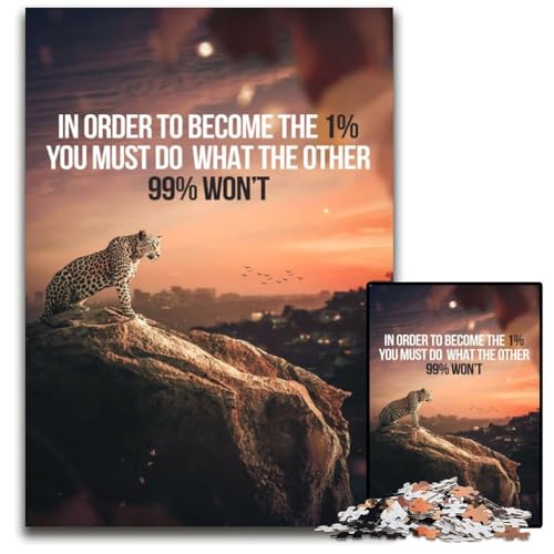 Cheetah Motivation Puzzle 1000 Teile für Erwachsene, anspruchsvolle Rätsel, Denksportaufgabe, Spiel für Erwachsene, interaktive Familienaktivität, 26x38cm von LGSHENG