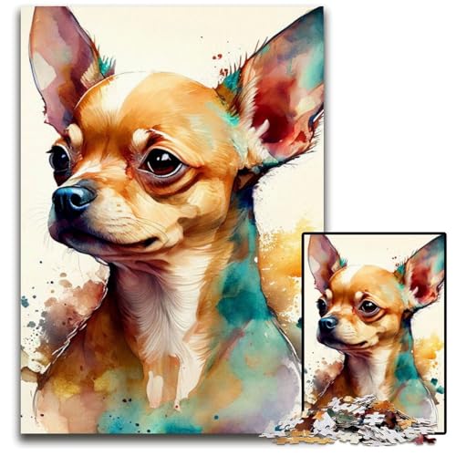 Chihuahua Aquarell Anima 1000-teiliges Puzzle Holzpuzzle für Erwachsene für Teenager und Jugendliche, ideales Geburtstags 50x75CM/19.68x29.52inch Chihuahua Aquarell Anima 1000-teiliges Puzzle Holzpuzzle für Erwachsene für Teenager und Jugendliche, ideales Geburtstags 50x75CM/19.68x29.52inch von LGSHENG