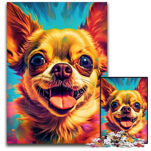 Chihuahua Hippie 1000-teiliges Puzzle aus Holz, DIY-Dekoration, Denksportaufgabe, für Erwachsene, Familie, 26x38cm Chihuahua Hippie 1000-teiliges Puzzle aus Holz, DIY-Dekoration, Denksportaufgabe, für Erwachsene, Familie, 26x38cm von LGSHENG
